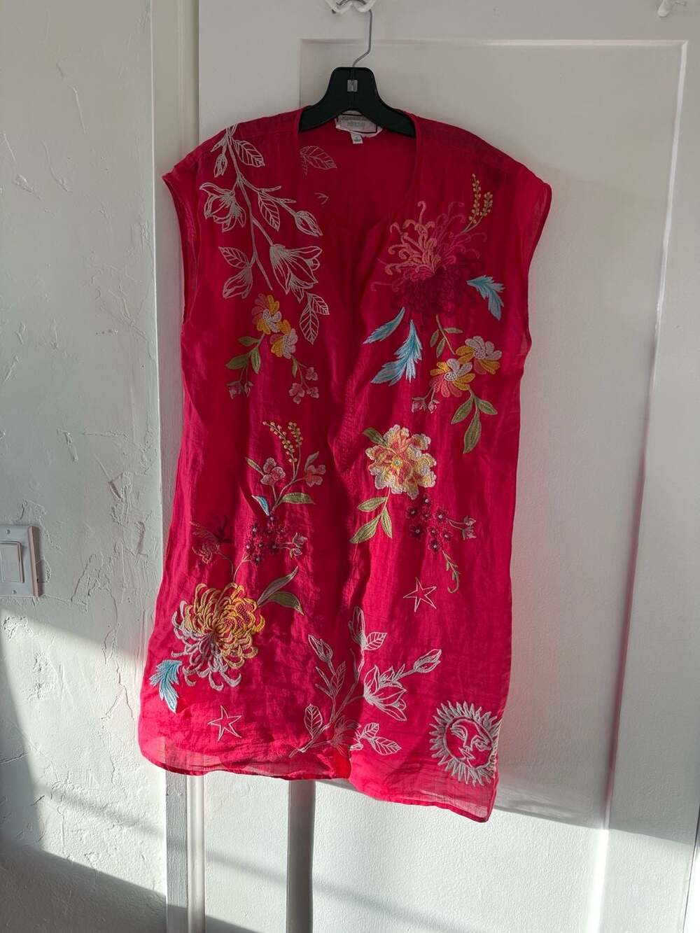 Johnny Was Playa Malory Embroidered Pink Dress M
